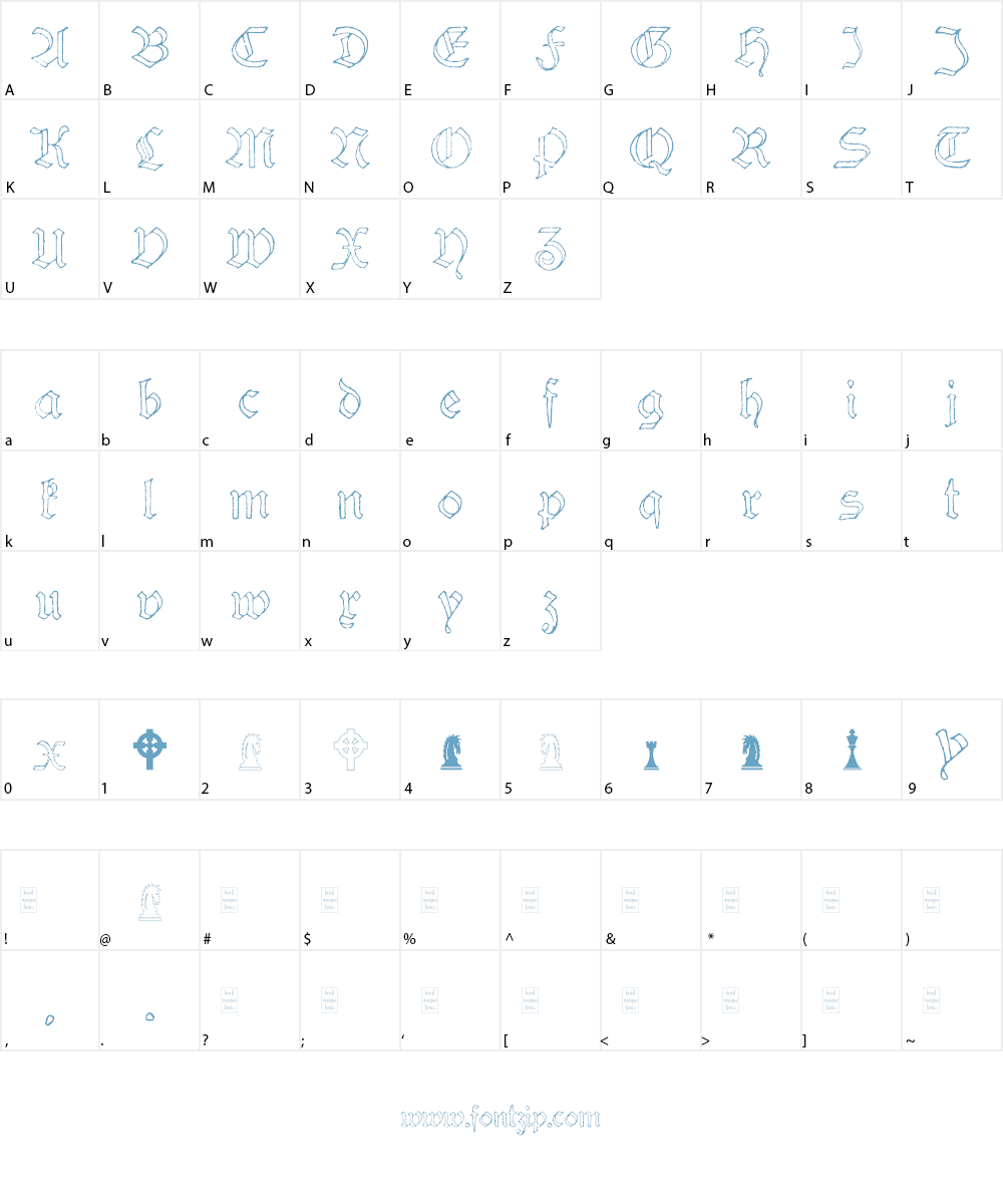 bu Gothic Hybrid Outline Font Character